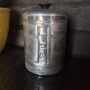 Vintage Everbrite Italy brushed aluminum tea Canister