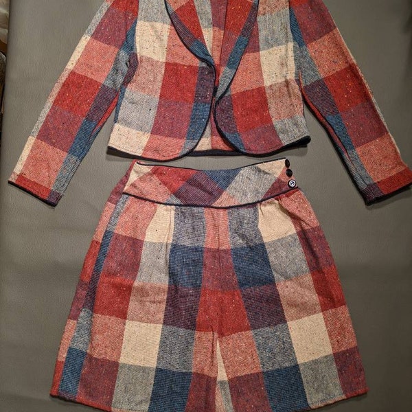 Vintage 1980's culotts jacket outfit red white blue girls kids size 7 / 8  Sea Isle Sportswear Brand