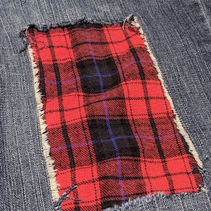 Restyled Flannel Patched Jeans Women&#39;s size 13