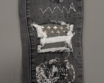 Funky Patched Distressed Ripped Jeans Size 3