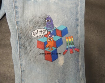 Medium to Large 1990's Vintage Abstract Print Spandex
