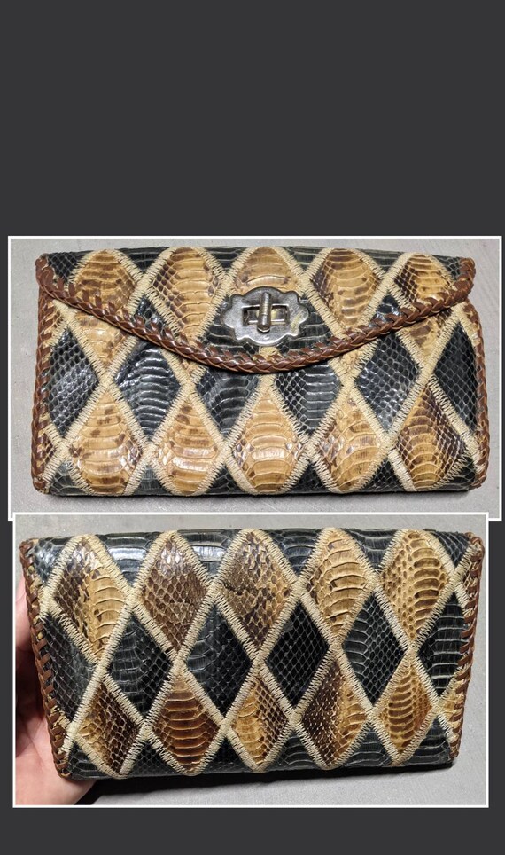 Vintage circa 1991 Handmade snakeskin and leather… - image 10