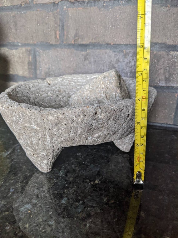 Hand made lava rock mortar and pestle from Mexico 8 x 8 x 4 inch