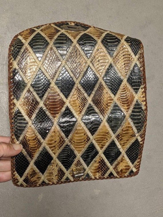 Vintage circa 1991 Handmade snakeskin and leather… - image 3