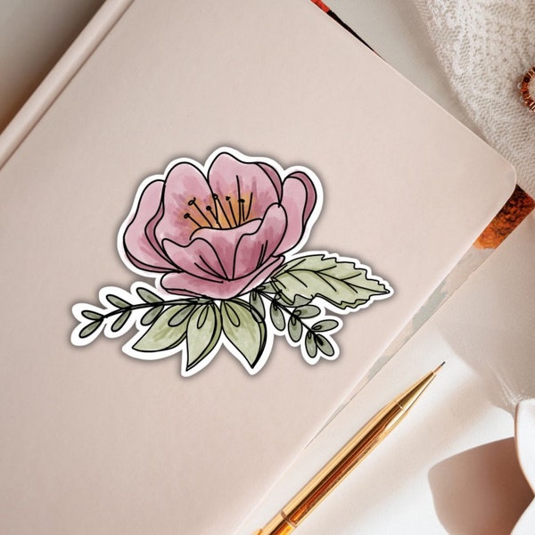 Digital Blush Pink Peony Rose Sticker PNG file, print at home and add this beautiful floral to books, bags, your coffee cup or make to sell