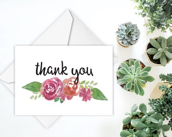 Thank You Card Printable in Pink Floral - Dankeschön - Hochzeit Dankeskarte - Dankeschön - Danke Lehrer - Dankeschön - Karte