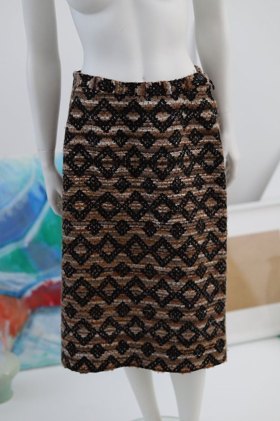 Arola vintage hand loomed wool skirt / retro patt… - image 6