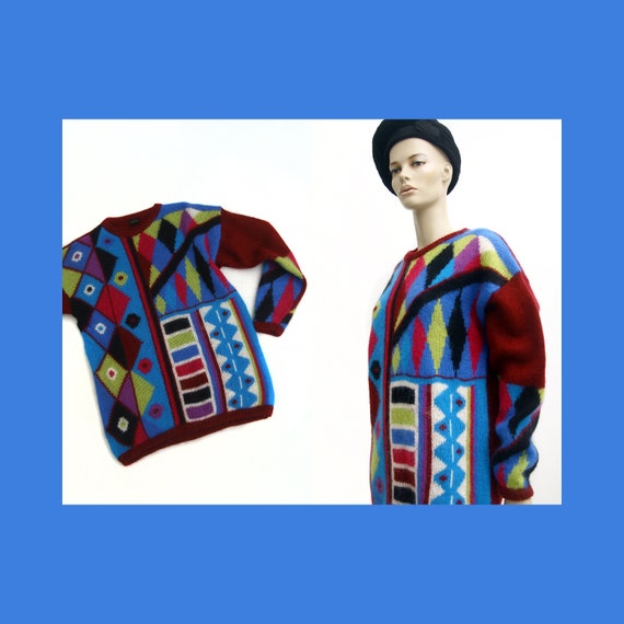 Vintage colorful mohair blend sweater for women /