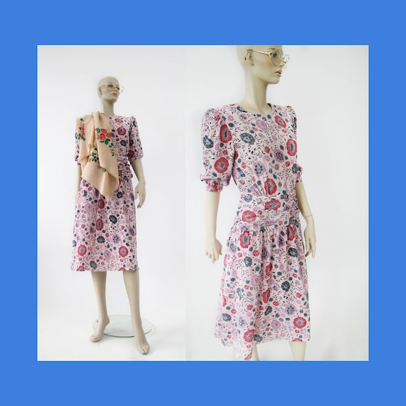 Vintage romantic floral boho dress from 1980s / pi