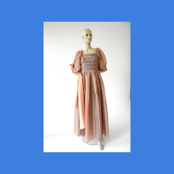 Vintage pink pastel balloon-sleeved prairie bridal