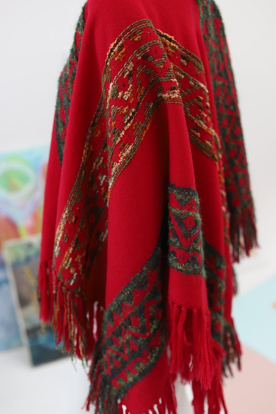 Arola vintage hand loomed wool poncho cape / retr… - image 4