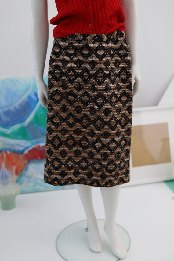 Arola vintage hand loomed wool skirt / retro patt… - image 3