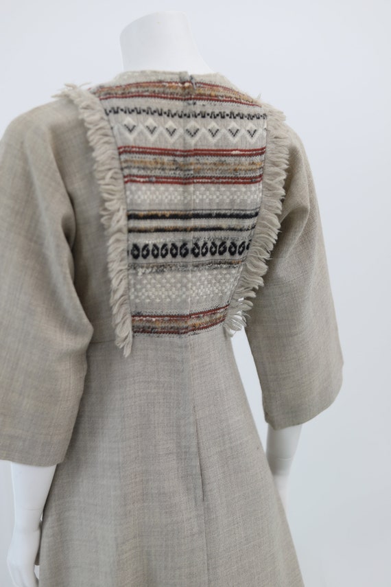Arola vintage hand loomed wool dress / retro beig… - image 6