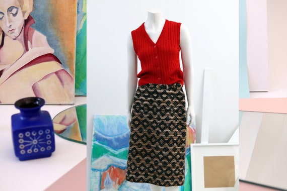 Arola vintage hand loomed wool skirt / retro patt… - image 1