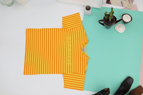 Marimekko vintage yellow striped tasaraita T-shirt
