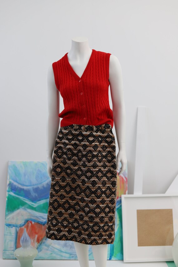 Arola vintage hand loomed wool skirt / retro patt… - image 2