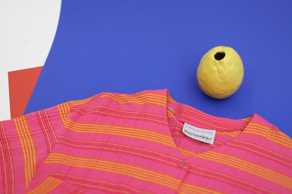 Vintage Marimekko MARJA SUNA pink striped texture… - image 7