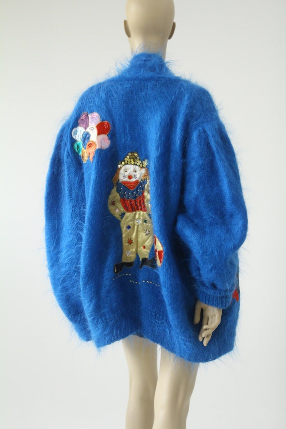 Blue vintage chunky mohair sweater / sweater jacke