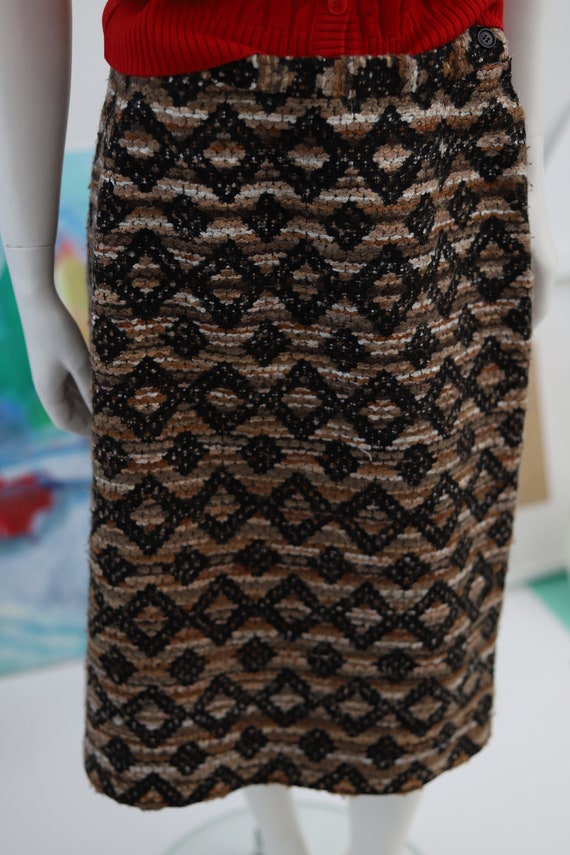 Arola vintage hand loomed wool skirt / retro patt… - image 4