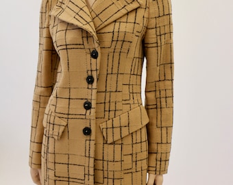 Christian Lacroix vintage Bazar beige checked / plaid blazer jacket