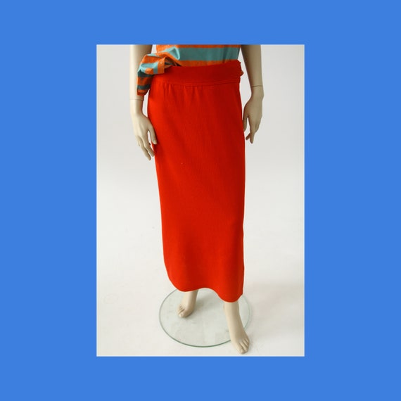 Vintage Marimekko knitted red maxi skirt / Marimek