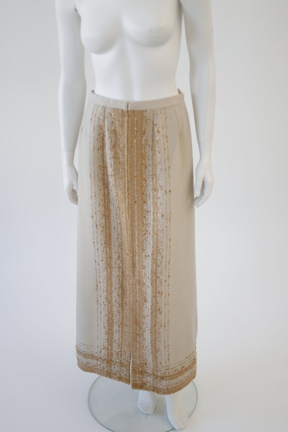 Arola vintage hand loomed long wool skirt / retro… - image 2