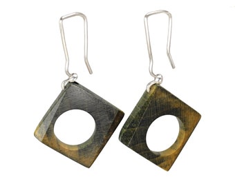 Boucles d'oreilles en argent 935 et bois "The Ringed Maple"