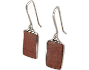 Boucles d'oreilles en argent 935 et bois "Pink Ivory"