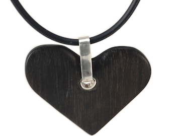 Wooden pendant “Eben cordial” with silver 925