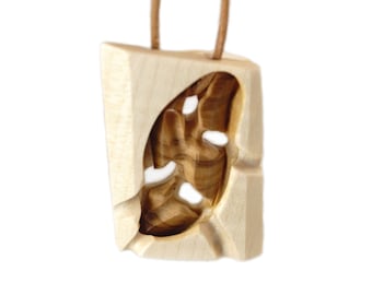 Wooden pendant “The Olive Portrait”