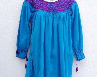 Mexican Women's Peasant Blouse Boho Hand Embroidery from Chiapas XS, S