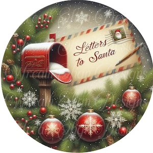 Letters to Santa Wreath Sign: Christmas Mailbox Center