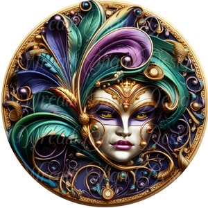 Mardi Gras Mask Metal Wreath Sign: Carnival Decor