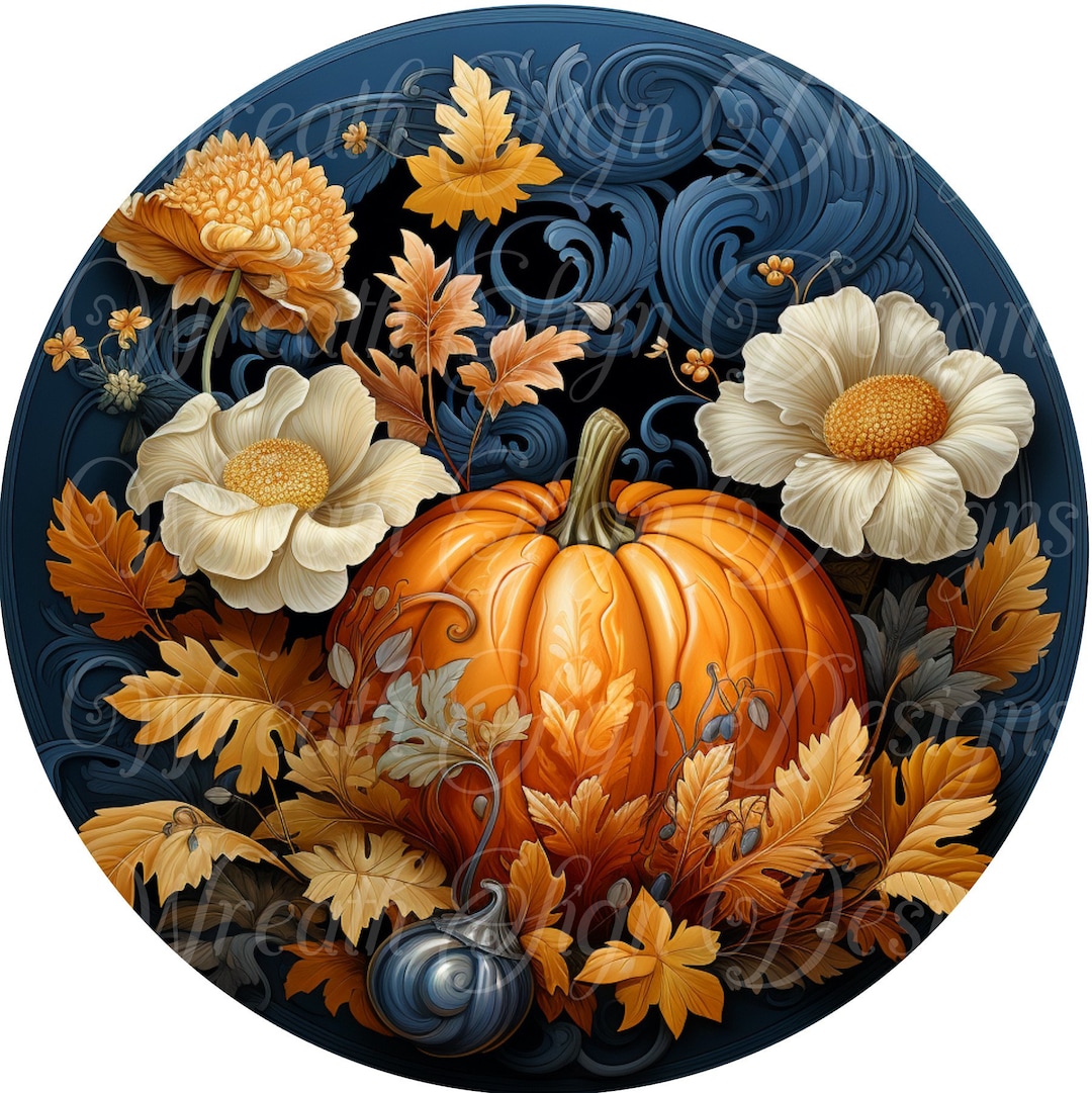 Fall Peace Sign Pumpkin Fall Wreath Sign: Navy Blue Autumn Decor - Etsy