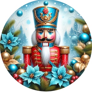 nutcracker toy soldier round metal wreath sign, Nutcracker holiday  sign, Christmas wreath sign, wreath attachment, center