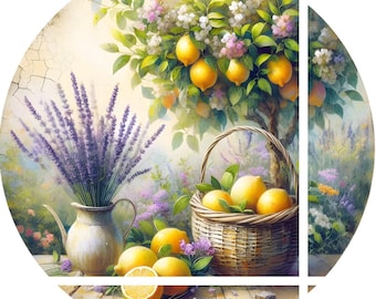 Lemon Tree & Lavender Metal Wreath Sign: Faux Wood Attachment