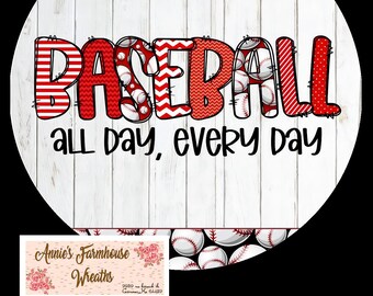Baseball All Day Metal Sign - Sports Wreath Center