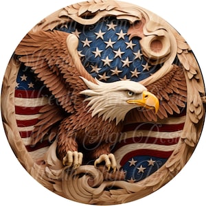 American eagle, flag, patriotic, fourth of July, independence day metal wreath sign, Round sign,  attachment Wreath center, rustic sign