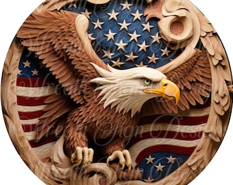 American Eagle Metal Wreath Sign: Patriotic 4th of July Decor