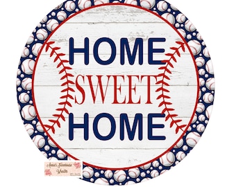 Home Sweet Home Baseball Sign: Metal Wreath Center