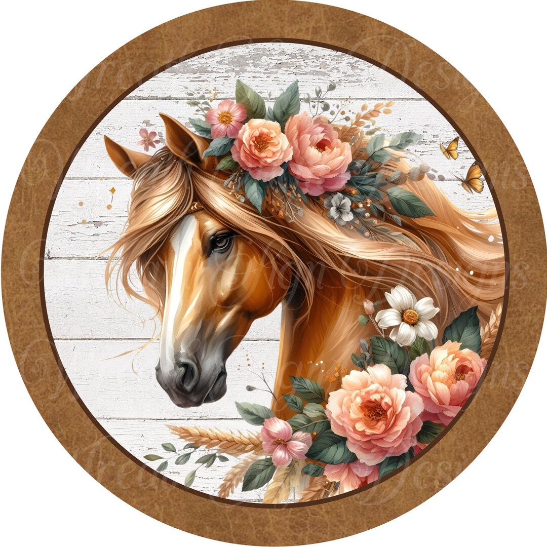 Rustic Animal Sign Horse Sign, Floral Welcome Sign, Farmhouse, Rustic, Animal, Metal ...