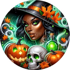 Wicked Halloween, African American Diva Witch wreath sign, Melanin witch, black witch wreath center, wreath attachment