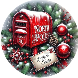Letters to Santa Mailbox Wreath Sign: Christmas Decor