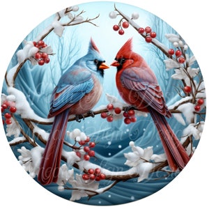 Cardinal Christmas Wreath Sign: Winter Bird Metal Centerpiece