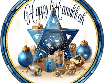 Hanukkah Menorah Metal Sign: Festival of Light Wreath Center