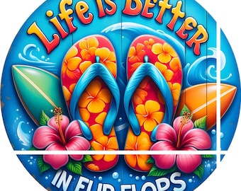 Beach Flip Flops Metal Sign: Coastal Summer Decor