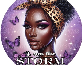 Diva Wreath Sign: Cheetah Print, Lavender, Melanin Woman