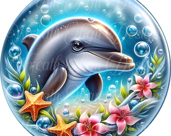 Dolphin Beach Wreath Sign: Coastal Summer Door Decor