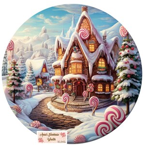 Peppermint Gingerbread house Christmas Sign, Gingerbread land, Wreath Sign, pink Wreath Center, Wreath Attachment, Gumdrops Candy