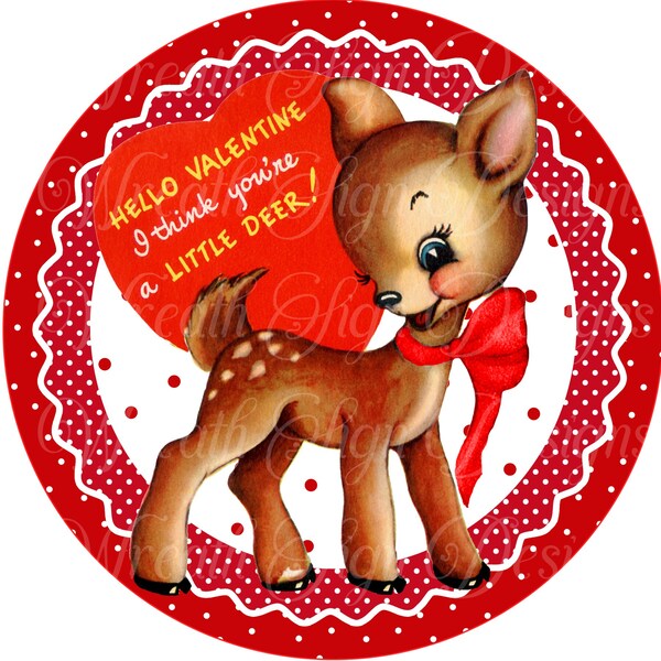 Valentine's Day retro deer wreath sign, Hearts roses, Wreath attachment, wreath center, Plaque, Farmhouse Valentine